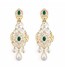 Diamomd Earring with  Pear shape emerald and the pearl drops