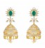 Gold with diamond and emerald studded jhumkas