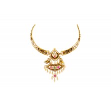 Antique Gold with diamond kanti choker necklance