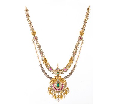 Peacock chandbali pendant Gold Bridal Necklace