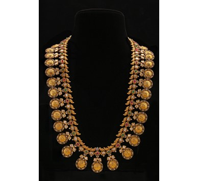 Gold with Uncut Diamond Kasu Haram Necklace