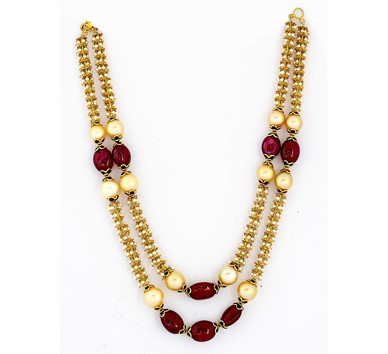 South sea pearls and ruby beads necklace