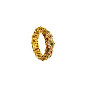 Gold Antique Multistone and Polki diamond Kada