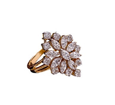 2-Layer Gold with diamond flower ring