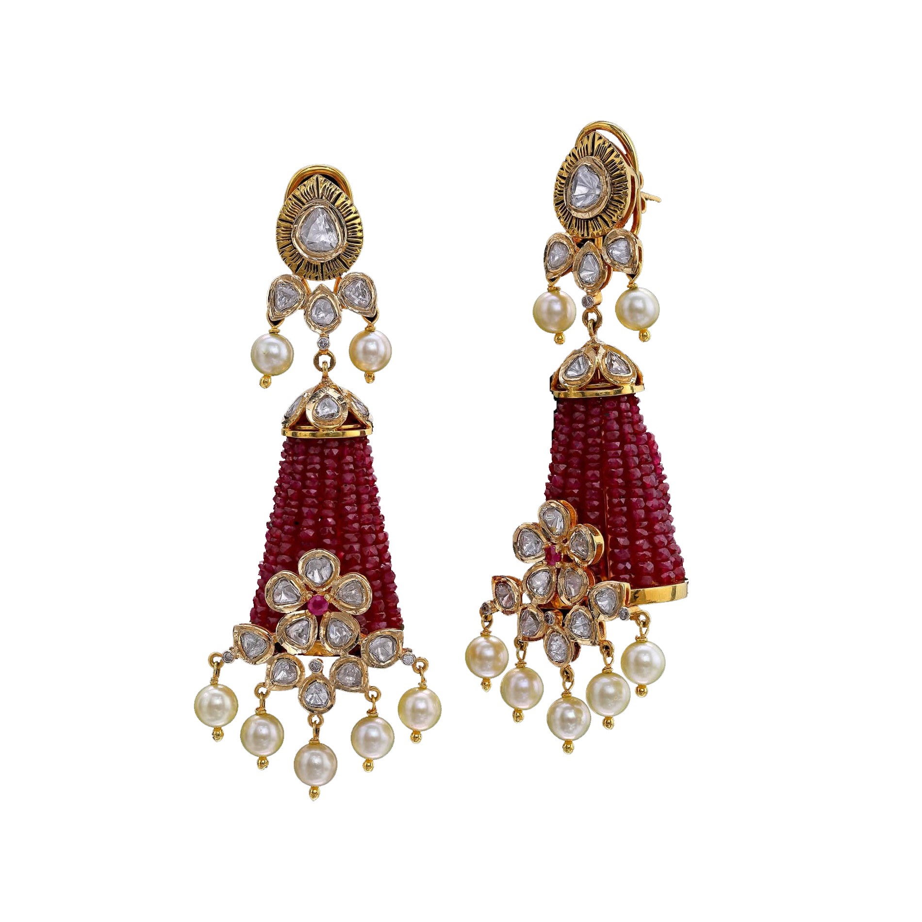 ruby beads earrings