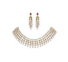 Ruby & pearl Mesh Necklace set