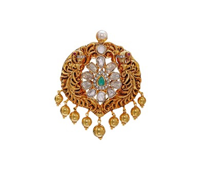 Gold with diamond multistone pendant