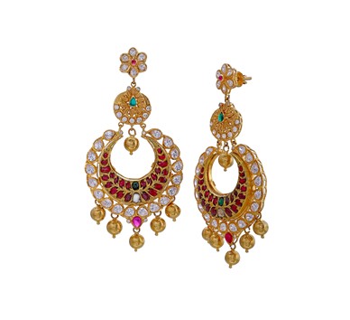 Multistone chandbali earrings