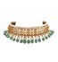 18-ct gold elegant bridal choker with emerald and pearls