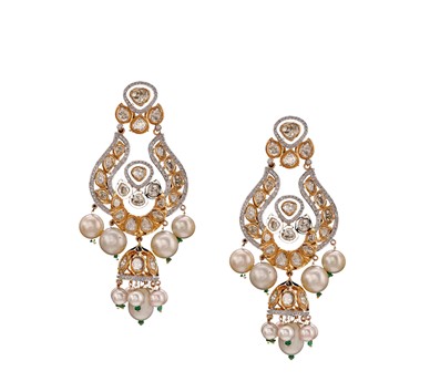 Gold with diamond South sea drop earrings