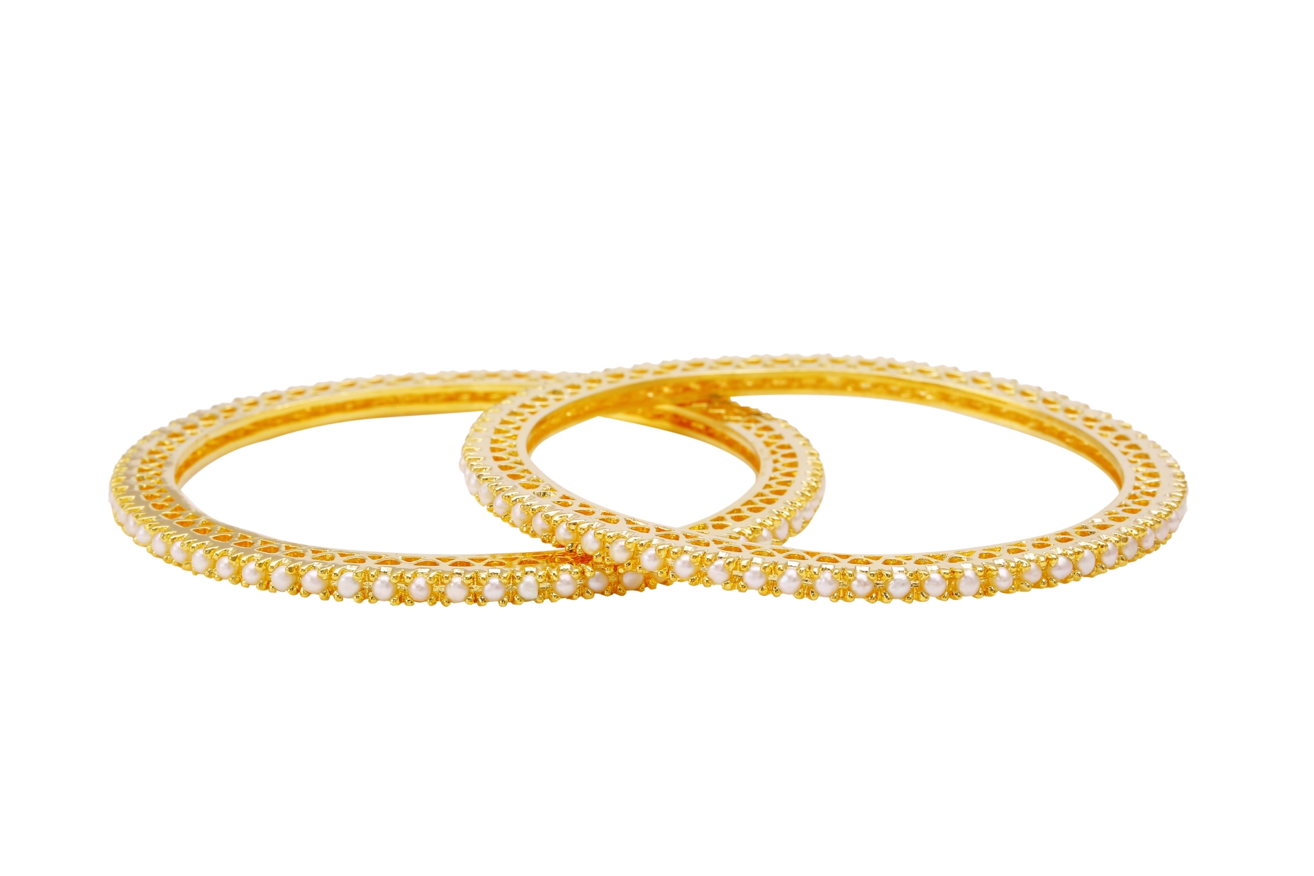 Pearl Bangles - Buy Fresh Water white pearls fixed together around ...