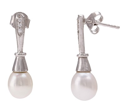 Drop Pearl  Earrings in Silver