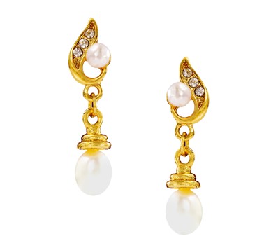 Pearl Drop Earring Gold Polish