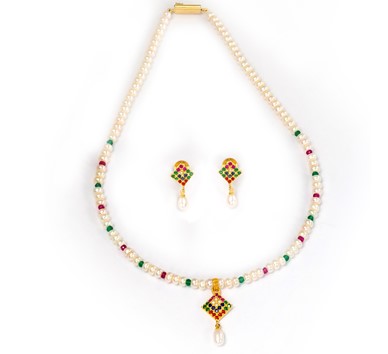 Pearls Colorful czs  Necklace & Earrings - H2653