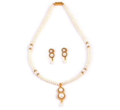 Pearls, White czs necklace and earrings set.