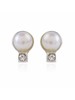 White Pearls, White CZ stones Earstuds in Silver