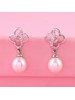 White CZ stones,Drop Pearls Earrings in Silver