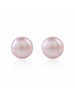 Peach color fresh water pearl Earstuds crafted in silver